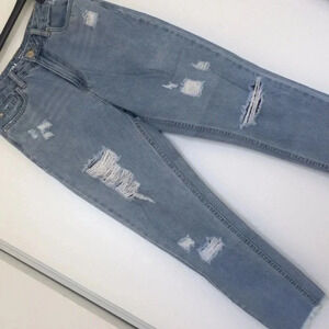 MOM Distressed Blue  Jeans